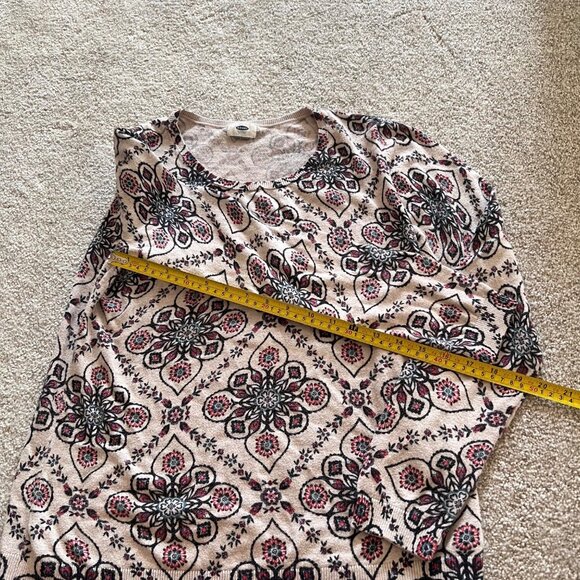 Floral Geometric Multicolor Long Sleeve Cozy Lounge Top 100% Cotton L - Picture 7 of 8